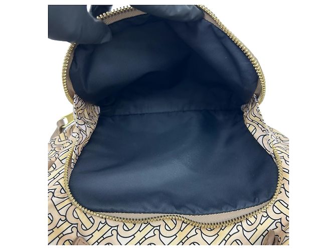 Zaino Burberry TB Monogram in nylon e pelle Beige - vista 10