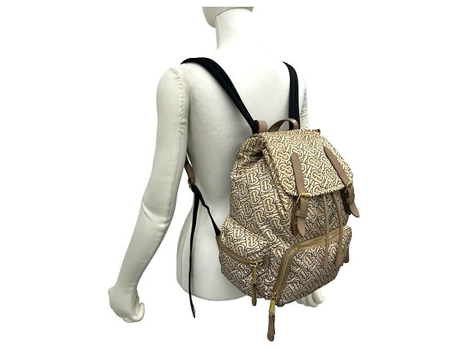 Zaino Burberry TB Monogram in nylon e pelle Beige - vista 2