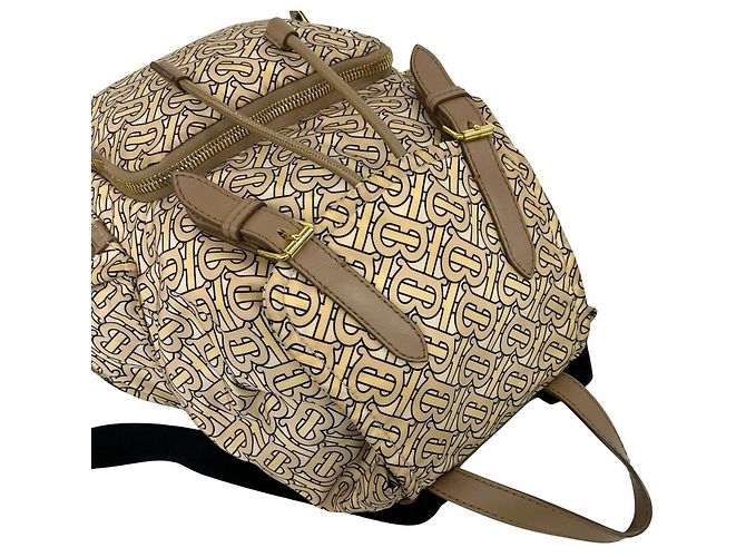 Zaino Burberry TB Monogram in nylon e pelle Beige - vista 4