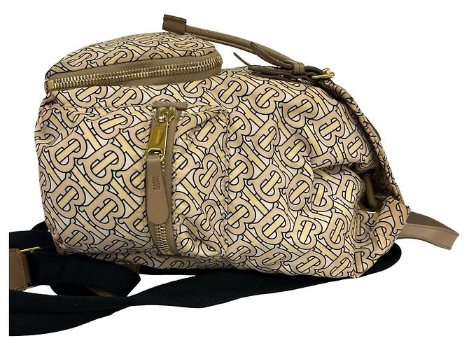 Zaino Burberry TB Monogram in nylon e pelle Beige - vista 6