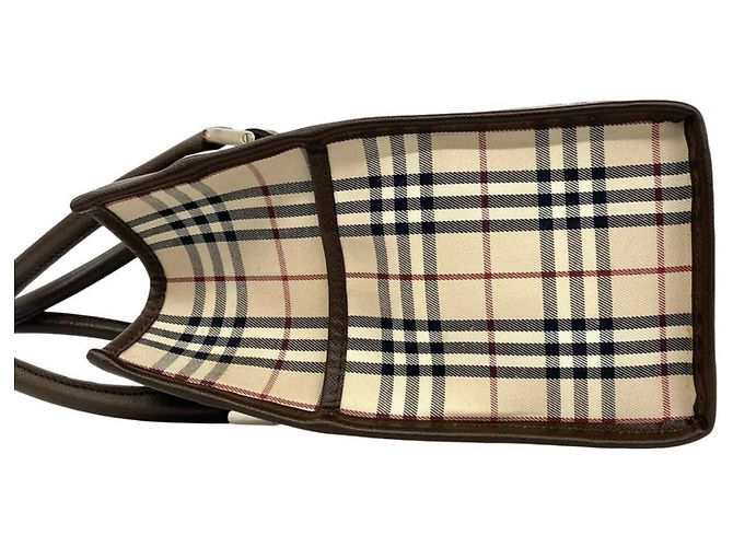 Burberry Nova Check Pattern Handtasche Braun Beige - Ansicht 5