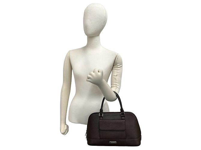 Bolsa de mão em couro Burberry Logo Hardware Nova Check Pattern Marrom - vista 2