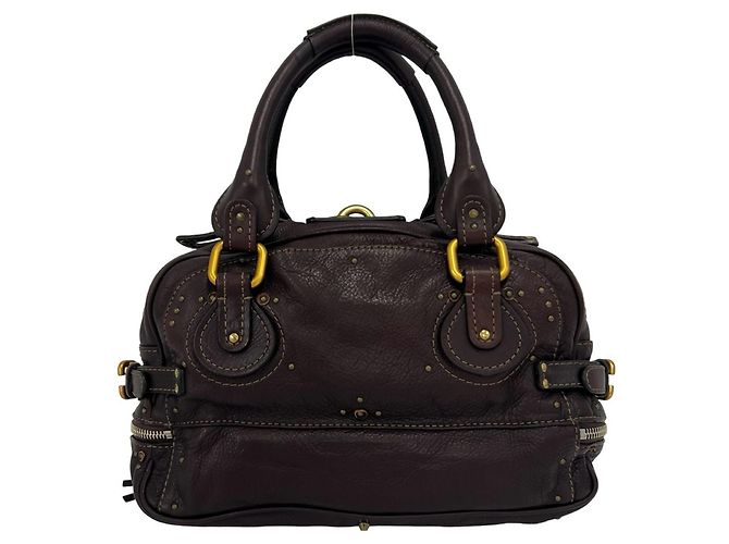 Paddington Borsa Boston in pelle Chloé Marrone - vista 3
