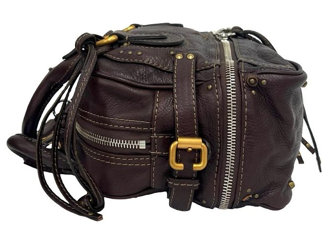 Paddington Borsa Boston in pelle Chloé Marrone - vista 5