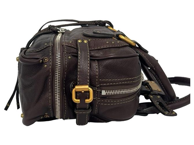 Paddington Borsa Boston in pelle Chloé Marrone - vista 6