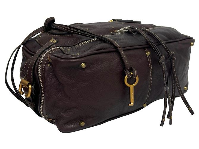 Paddington Borsa Boston in pelle Chloé Marrone - vista 7