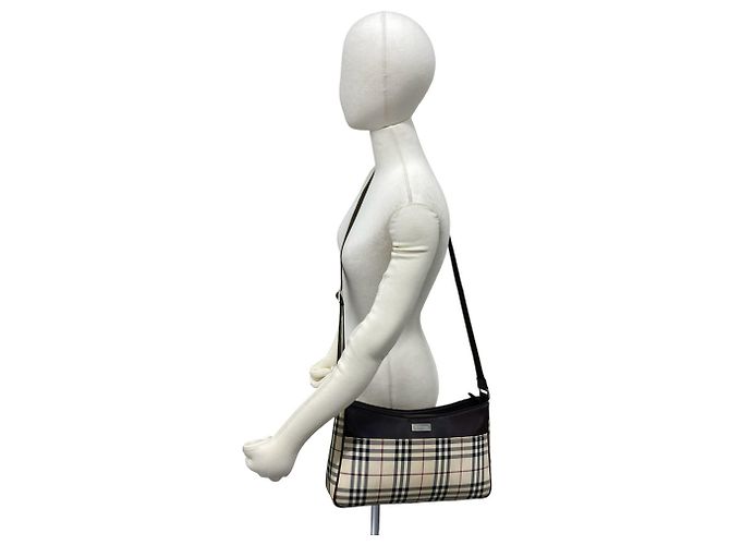 Burberry Nova Check Pattern Canvas Leather Shoulder Bag Brown Beige - view 2