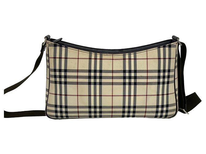 Burberry Nova Check Pattern Canvas Leather Shoulder Bag Brown Beige - view 3
