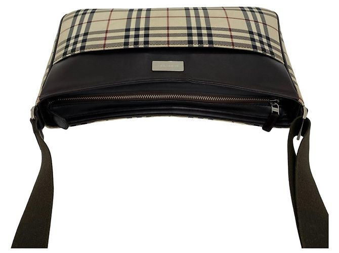 Burberry Nova Check Pattern Canvas Leather Shoulder Bag Brown Beige - view 4