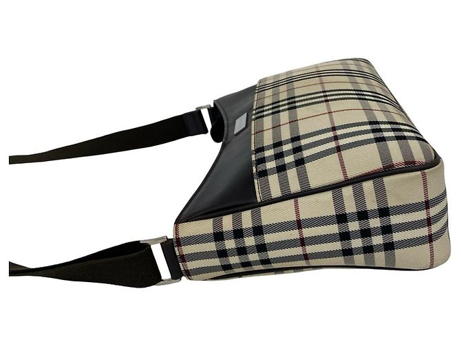 Burberry Nova Check Pattern Canvas Leather Shoulder Bag Brown Beige - view 5