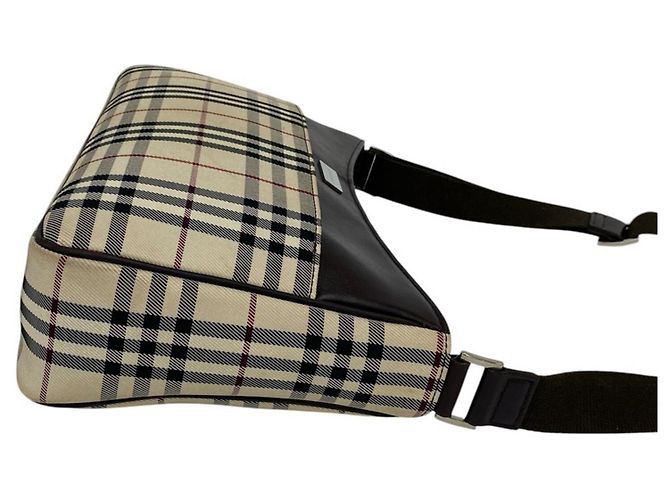 Burberry Nova Check Pattern Canvas Leather Shoulder Bag Brown Beige - view 6
