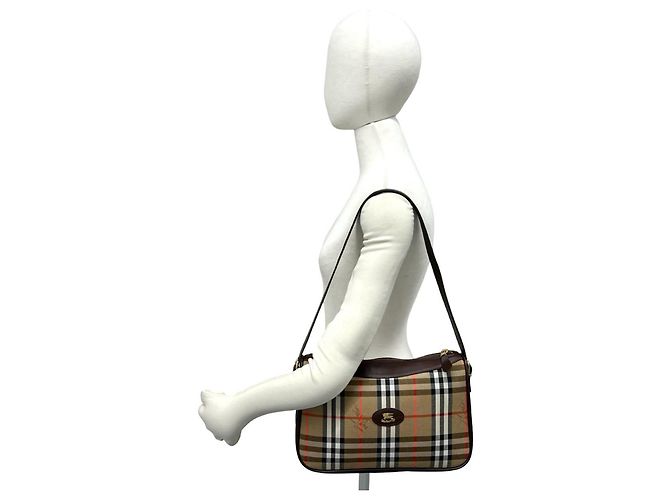 Burberry Vintage Nova Check Canvas Semi-Shoulder Bag Braun Beige - Ansicht 2