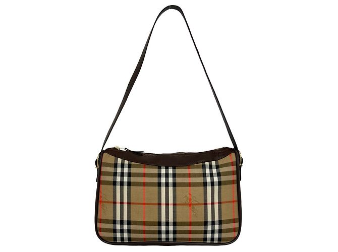 Burberry Vintage Nova Check Canvas Semi-Shoulder Bag Braun Beige - Ansicht 3