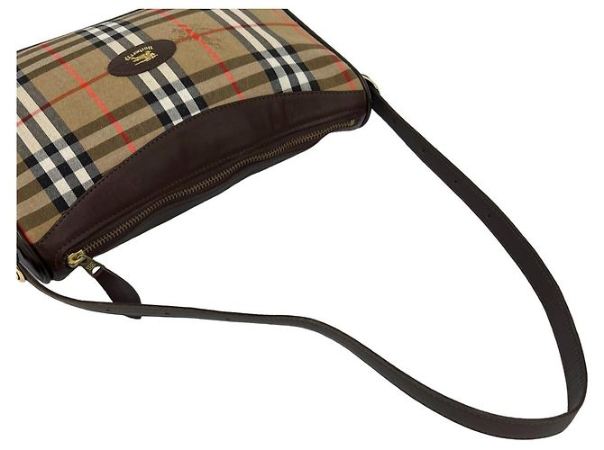 Burberry Vintage Nova Check Canvas Semi-Shoulder Bag Braun Beige - Ansicht 4