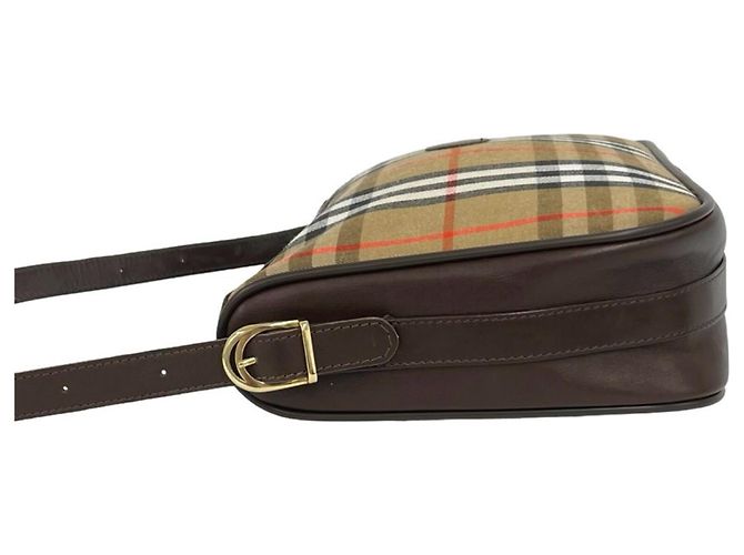 Burberry Vintage Nova Check Canvas Semi-Shoulder Bag Braun Beige - Ansicht 5