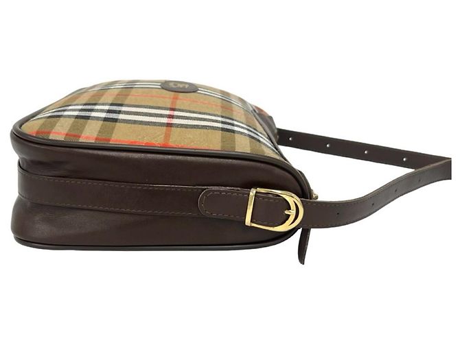 Burberry Vintage Nova Check Canvas Semi-Shoulder Bag Braun Beige - Ansicht 6