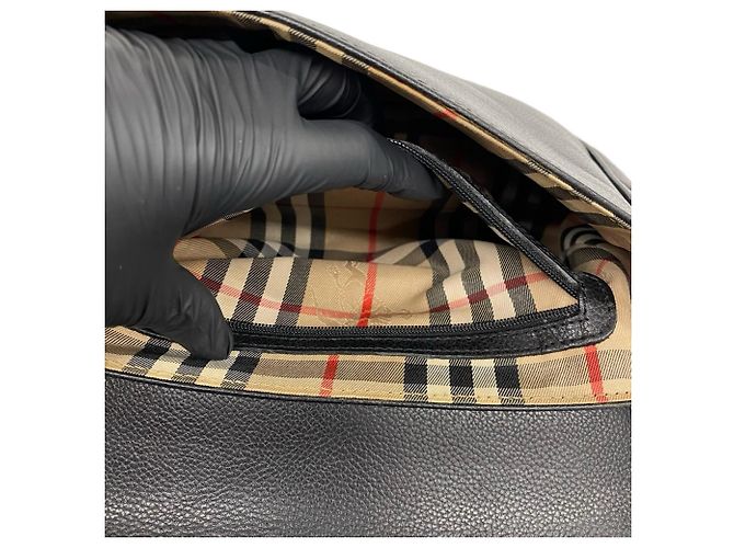 Burberry Vintage Logo Hardware Nova Check Lederschultertasche Schwarz - Ansicht 10