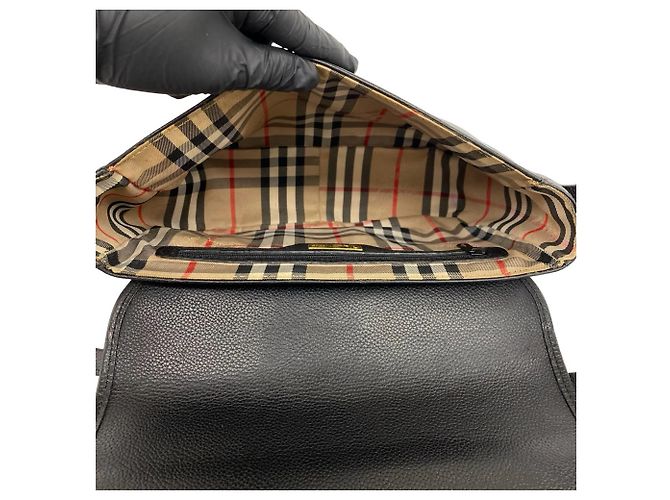 Burberry Vintage Logo Hardware Nova Check Lederschultertasche Schwarz - Ansicht 9