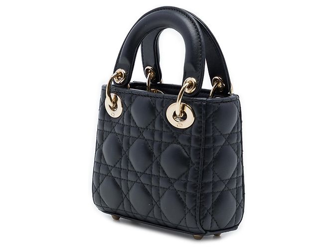 Autre Marque Dior Black Micro Lambskin Cannage Lady Dior Nero - vista 2