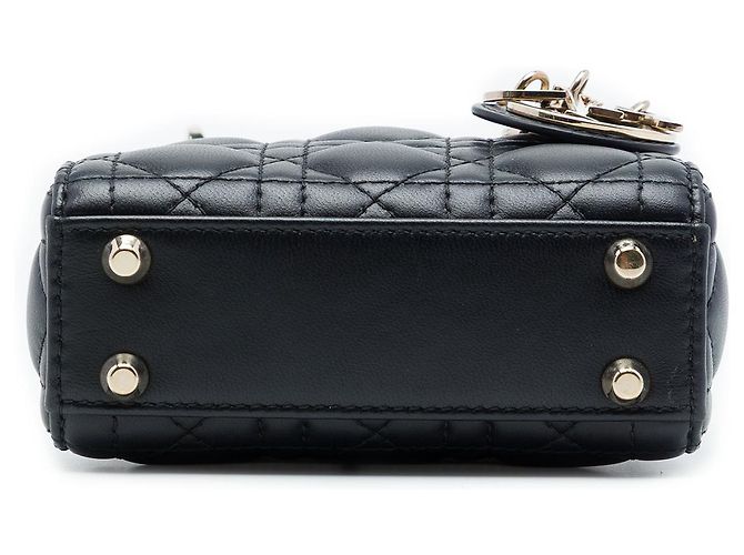 Autre Marque Dior Black Micro Lambskin Cannage Lady Dior Nero - vista 3