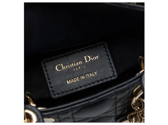 Autre Marque Dior Black Micro Lambskin Cannage Lady Dior Nero - vista 5