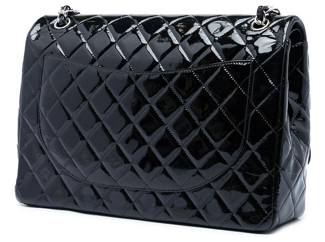 Chanel Black Maxi Classic Patent Double Flap Nero - vista 2