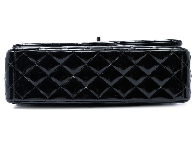 Chanel Black Maxi Classic Patent Double Flap Nero - vista 3