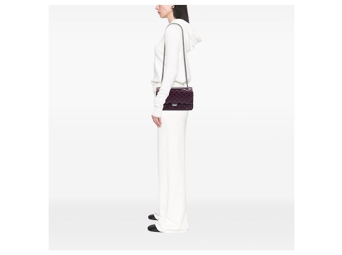 Chanel Reissue 2.55 Double Flap 226 in pelle di vitello invecchiata metallizzata matelassé viola Porpora - vista 6