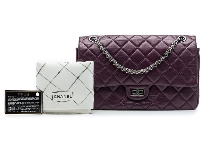 Chanel Reissue 2.55 Double Flap 226 in pelle di vitello invecchiata metallizzata matelassé viola Porpora - vista 7