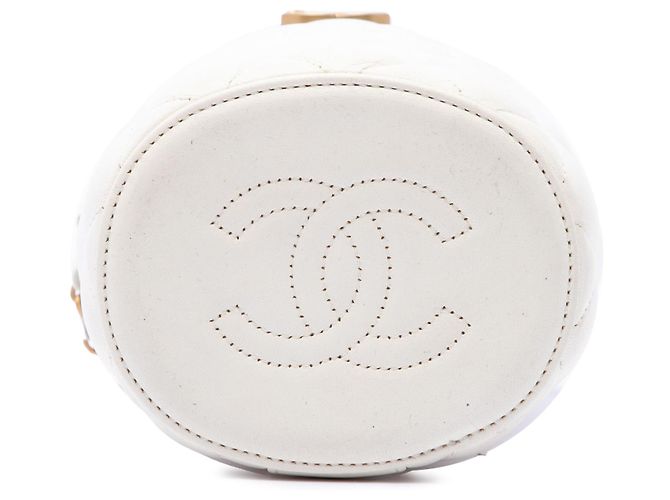 Borsa Chanel Crown Box Small in pelle d'agnello matelassé bianca Bianco - vista 3