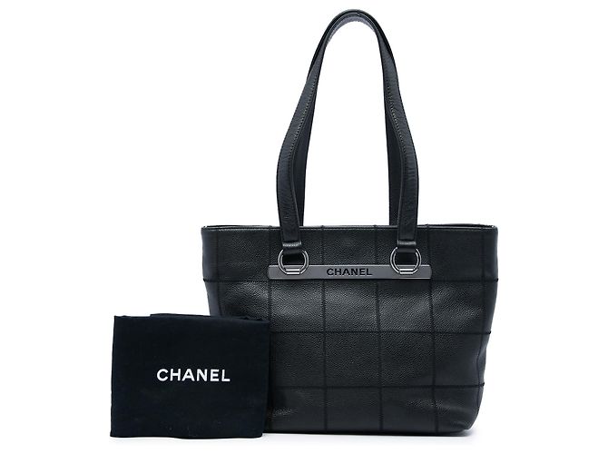 Borsa Tote Chanel Black Caviar Chocolate Bar Nero - vista 6