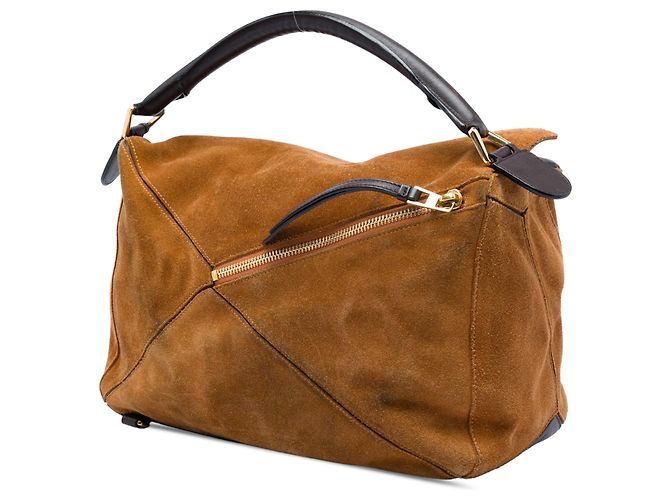 Borsa Puzzle Satchel LOEWE in camoscio marrone Large - vista 2