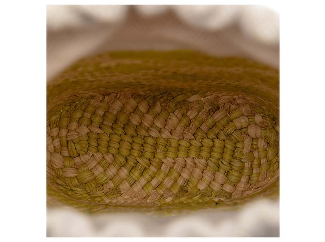 Borsa secchiello LOEWE Paulas Ibiza in rafia verde con tasca Anagram quadrata D'oro - vista 4
