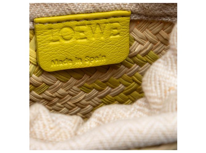 Borsa secchiello LOEWE Paulas Ibiza in rafia verde con tasca Anagram quadrata D'oro - vista 5