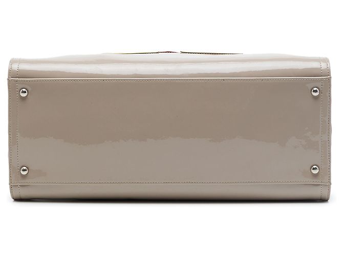 Borsa Tote Chanel Ligne CC in vernice marrone Taupe - vista 3