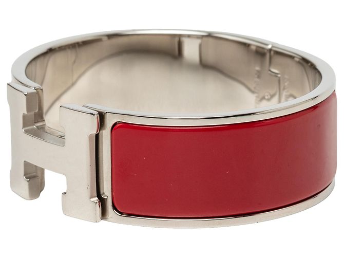 Bracciale Hermès Clic Clac H PM in smalto rosso largo - vista 2