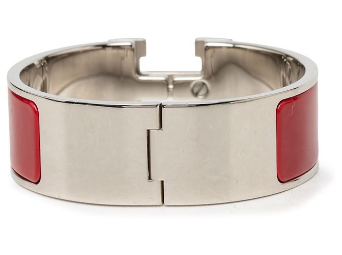 Bracciale Hermès Clic Clac H PM in smalto rosso largo - vista 3