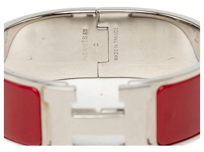 Bracciale Hermès Clic Clac H PM in smalto rosso largo - vista 4