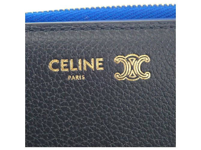 Céline Cartera Compacta Triomphe Celine de Piel de Ternera Granulada Suave Negra Negro - vista 6
