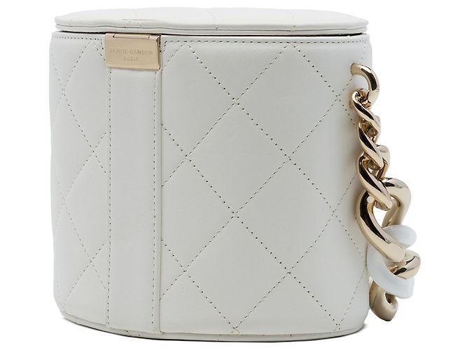 Chanel Vanity Case Elegante in Pelle d'Agnello Bianca con Catena CC Bianco - vista 2