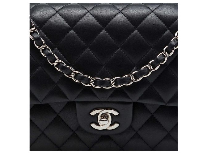 Chanel Black Medium Classic Lambskin Double Flap Negro - vista 6