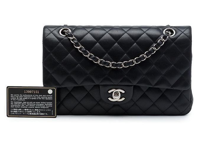 Chanel Black Medium Classic Lambskin Double Flap Negro - vista 8