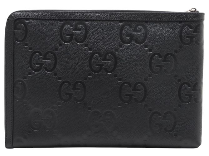 Clutch Gucci in pelle di vitello Jumbo GG nera Nero - vista 2