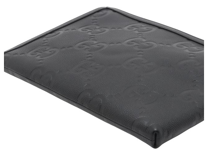Clutch Gucci in pelle di vitello Jumbo GG nera Nero - vista 4
