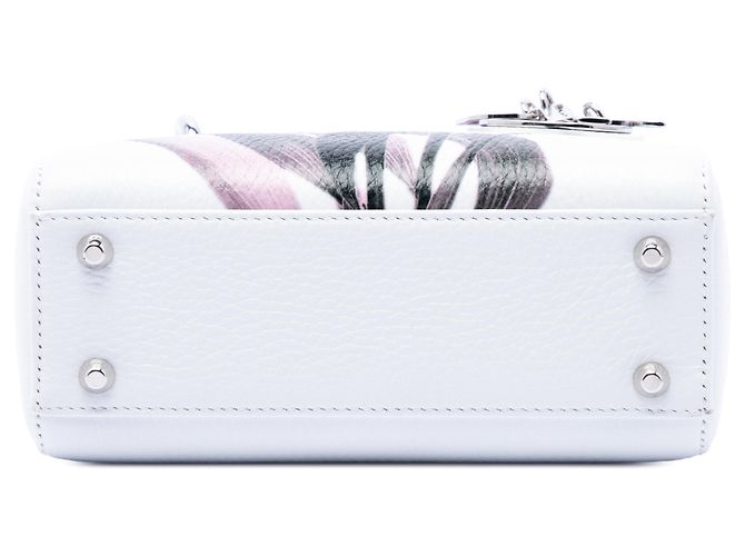 Autre Marque Dior Mini Lady Dior in pelle di cervo bianca con stampa floreale Bianco - vista 3