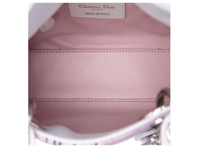 Autre Marque Dior Mini Lady Dior in pelle di cervo bianca con stampa floreale Bianco - vista 4