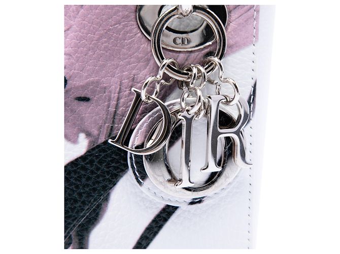 Autre Marque Dior Mini Lady Dior in pelle di cervo bianca con stampa floreale Bianco - vista 5