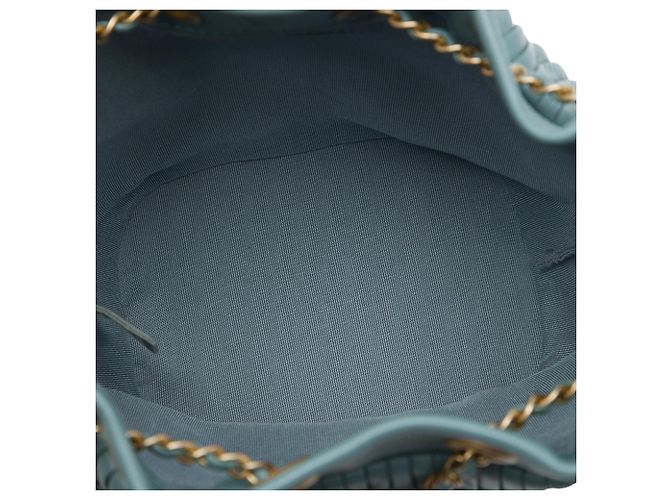 Chanel Blue Small Crumpled Calfskin Coco Pleats Drawstring Bucket Bag Light blue - view 4