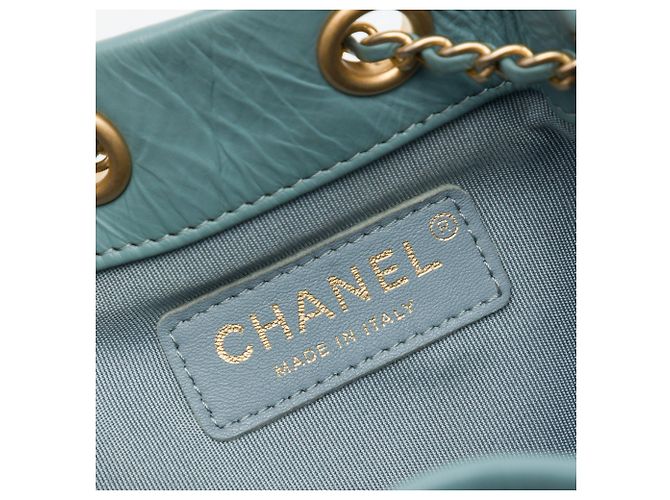 Chanel Blue Small Crumpled Calfskin Coco Pleats Drawstring Bucket Bag Light blue - view 5