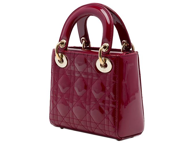 Autre Marque Dior Red Mini Patent Cannage Lady Dior Rosso Bordò - vista 2